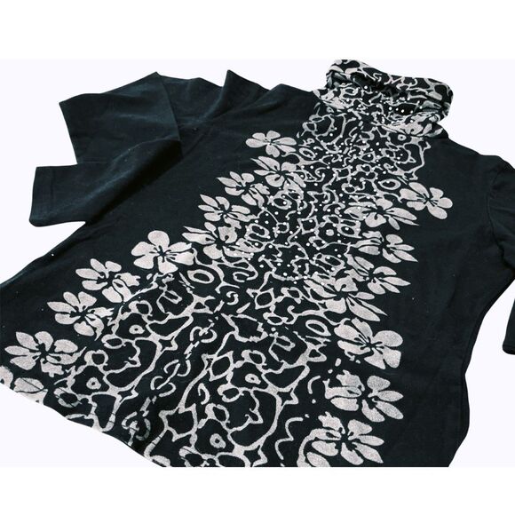 Black Turtle Neck Top with Rhinestones S - Picture 1 of 4